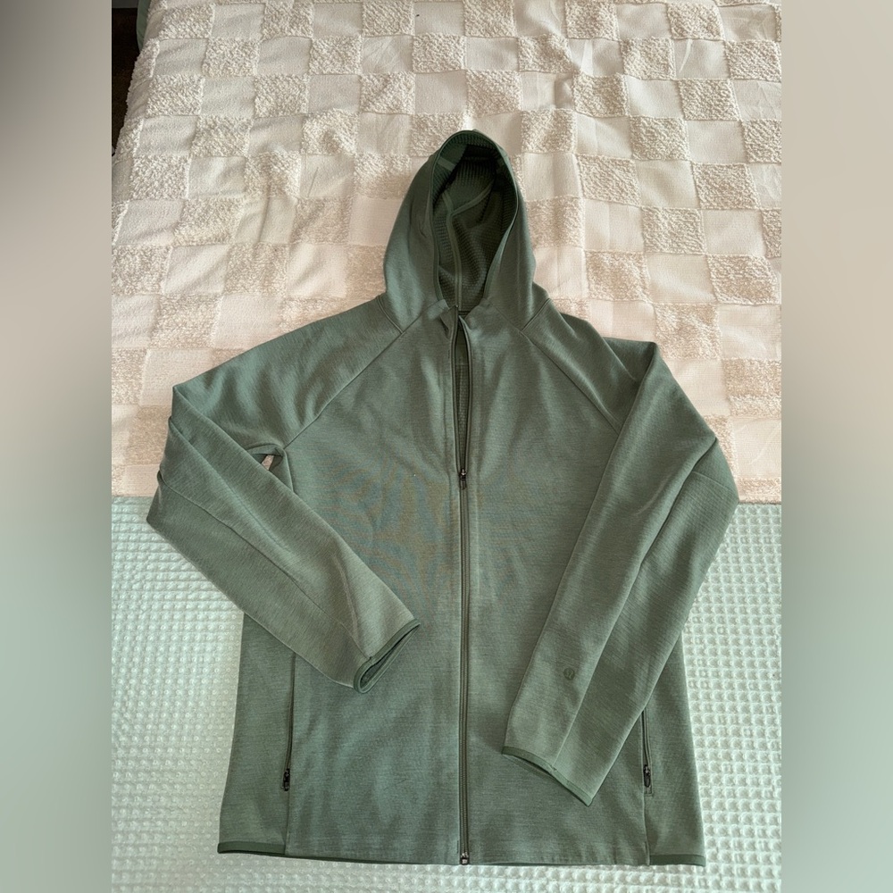 Lululemon Gridliner Fleece Full Zip Hoodie in Heathered Green Twill Size M‎